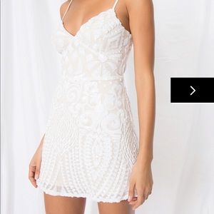 Superdown Tiff white sequin dress